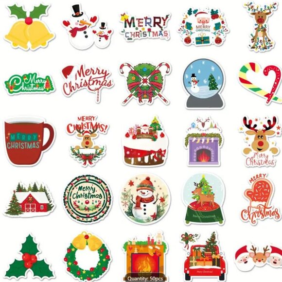50PC Christmas Stickers Set Holiday Stationary for Cards Stickers - Picture 4 of 6